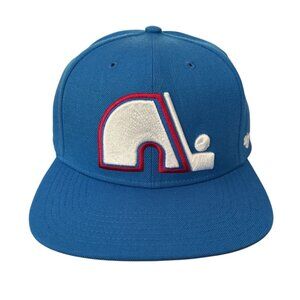 Vintage Blue Red White Embroidered Logo NHL Quebec Nordiques Snapback Hat By 47